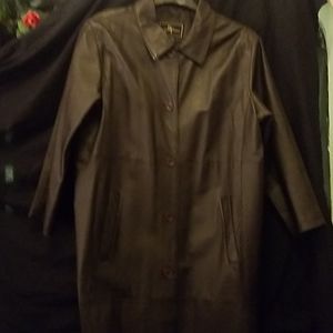 Ladies full length leather coat